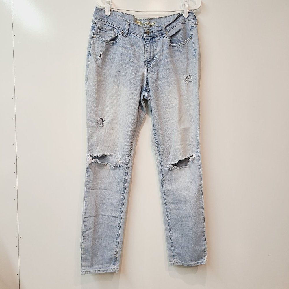 Old Navy Jeans Sweetheart Light Wash Distressed Knee Denim Size 8